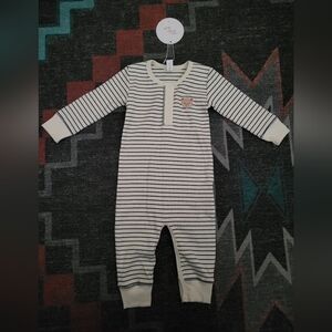 Striped Baby Onesie With Bear